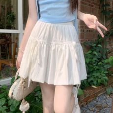 批发白色<b class='q'>半身裙</b>花苞2026新款甜美小个子夏季蛋糕短裙<b class='q'>高腰</b>蝴蝶结蓬蓬裙