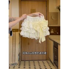 批发韩系甜美风百搭波点蝴蝶结蓬蓬半身裙女2026年修身显瘦A字蛋糕裙