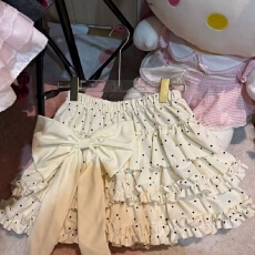 批发芭蕾风蝴蝶结波点蛋糕半身裙女夏季甜美南瓜蓬蓬裙高腰防走光短裙