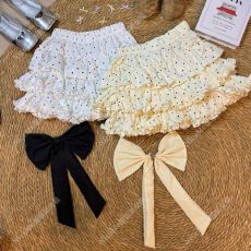 批发甜美少女感波点蕾丝拼接蛋糕半身裙女夏季松紧腰减龄百搭A字短裙