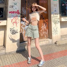 批发实拍显瘦压折A版有内衬防走光小<b class='q'>清新</b>百搭女短裙