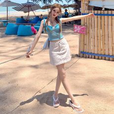 批发实拍2025简约风显高显瘦有内衬防走光辣妹A字包臀半身裙女