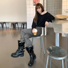 批发娜娜酷飒感｜美式铆钉西部｜好穿耐搭单品｜<b class='q'>弹力</b>喇叭牛仔