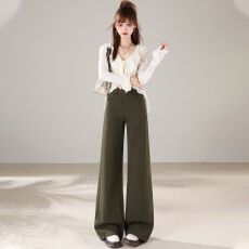 批发美式复古直筒微喇<b class='q'>牛仔裤</b><b class='q'>女</b>款2026新款秋弹力休闲阔腿高腰喇叭<b class='q'>裤</b>