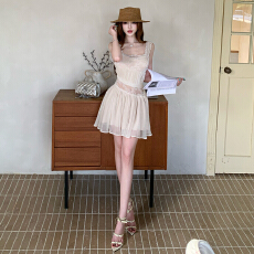 批发吊带<b class='q'>连衣裙</b>女名媛生日<b class='q'>小礼服</b>蕾丝拼接性感露背蝴蝶结绑带收腰短裙