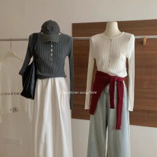 批发<b class='q'>浙江</b>普苑<b class='q'>桐乡</b>濮院羊毛衫女秋冬款设计感镂空针织打底衫内搭上毛衣