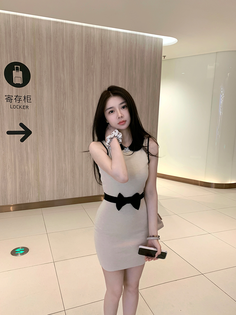 FA35865# 财阀千金娃娃领甜美无袖针织连衣裙 服裝批發女裝批發服飾貨源