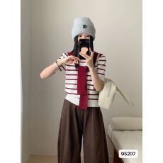 批发<b class='q'>夏</b>季新款韩版学院风圆领撞色条纹短袖+海军领披肩两件套