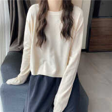 批发洋气长袖针织<b class='q'>T</b><b class='q'>恤</b>女装夏2025年新款春秋宽松百搭休闲短款<b class='q'>外套</b>上衣