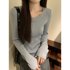 批发杏色小个子内搭<b class='q'>长袖</b>套头毛衣针织衫女秋冬修身显瘦短款打底衫上衣