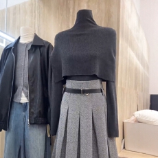 批发韩系披肩毛衣两件套女早秋季气质简约高领叠穿斗篷针织打底衫套装