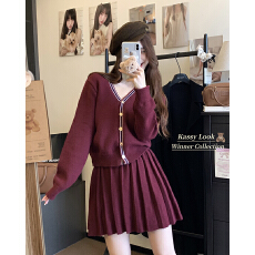 批发小香风两件套灰色<b class='q'>针织</b>开衫<b class='q'>套装</b>女士毛衣慵懒风高级感减龄显瘦百搭