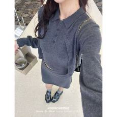 批发休闲减龄针织套装女开春新款穿搭开衫+短款背心+半身裙一整套