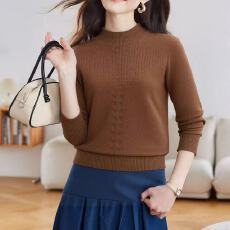 批发2025新款春秋半高领针织衫女宽松<b class='q'>大码</b>中年妈妈装毛衣<b class='q'>打底衫</b>上衣