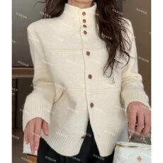 批发韩系肌理感立领单排扣针织<b class='q'>开衫</b><b class='q'>女</b>秋冬新款高品质时尚百搭<b class='q'>毛衣</b>外套