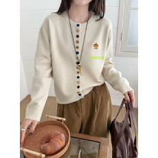 批发彩扣撞色设计感圆领刺绣南瓜针织<b class='q'>开衫</b>上衣秋冬新款减龄学院风<b class='q'>毛衣</b>