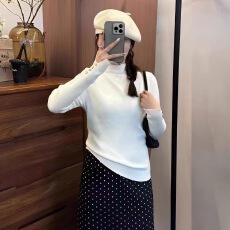 批发灰色高领毛衣内搭打底衫女早秋季2025新款洋气独特漂亮针织衫上衣