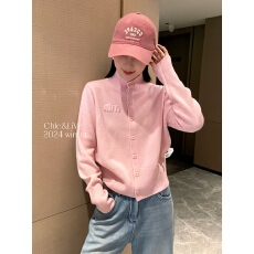 批发欧洲站2025冬季欧货简约质感高领一排扣刺绣字母针织开衫