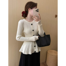 批发蝴蝶结收腰<b class='q'>打底衫</b>冬季韩版新款韩版圆领显瘦甜美内搭上衣女