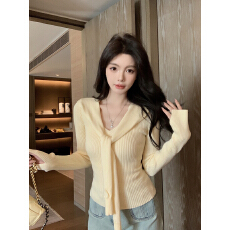 批发邱肉瑶 学院风披肩V领<b class='q'>针织衫</b>女秋季新款甜美内搭上衣羊毛<b class='q'>打底衫</b>