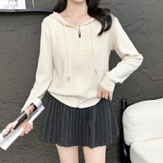 批发秋冬新款时尚百搭连帽长袖针织开衫女装通勤<b class='q'>显瘦</b>毛衣<b class='q'>外套</b>上衣小众