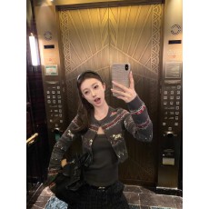 批发2025费尔岛提花针织开衫<b class='q'>外套</b>女韩系复古穿搭短款毛衣上衣