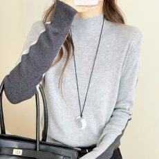 批发欧货2025秋季新款气质修身撞色拼接立领内搭打底衫针织衫上衣女