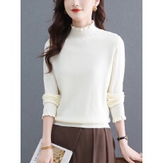 批发半高领针织打底衫女时尚洋气遮肚子新款漂亮高级感羊毛衫毛衣上衣