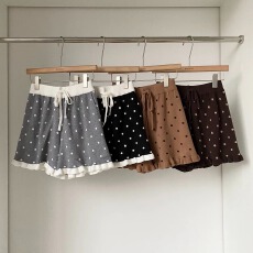 批发2026秋季新款韩系<b class='q'>甜美</b>减龄小个子木耳边波点休闲裤宽松百搭短裤女