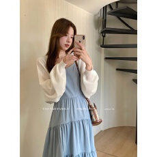 批发2026春夏季<b class='q'>韩版</b>新款优雅简约短款防晒针织披肩慵懒法式上衣