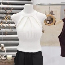 批发2026新款韩系时尚圆领百搭女士无袖针织衫