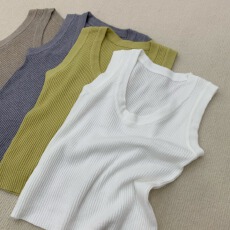 批发软糯U领冰<b class='q'>丝</b>薄款针织吊带女2025夏季遮副乳简约百搭无袖上衣背心