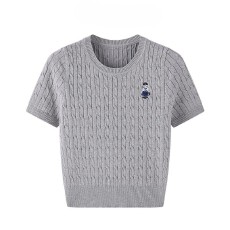 批发宽松简约百搭刺绣卡通小熊基础款T恤女上衣2026夏季显瘦短袖打底