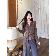 批发原版做法大码<b class='q'>女装</b>V领长袖T恤早秋收腰绑带打底衫上衣