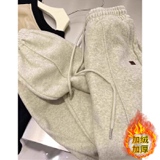 批发加绒 高腰显瘦休闲束脚卫裤女秋冬新款小个子百搭<b class='q'>运动裤</b>