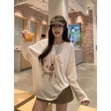 批发慵懒风星星<b class='q'>木马</b>印花防晒罩衫女松弛感宽松百搭显瘦长袖T恤春