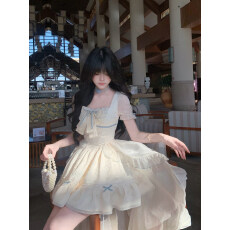 批发Blovelan白羽晴澜 甜美立体<b class='q'>提花</b>拖尾氛围感蓬蓬公主<b class='q'>连衣裙</b>生日裙