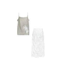 批发小众设计感气质宽松休闲吊带上衣半裙<b class='q'>女</b>装2025夏季新款显瘦两件套