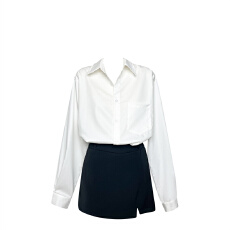 批发OUKKY 极简<b class='q'>长袖</b>衬衫外套女秋季内搭衬衣男宽松<b class='q'>情侣</b><b class='q'>上衣</b>裙子套装