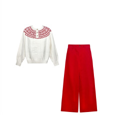 批发施薇靓爱心花园 嵌花工艺半高领针织毛衣女<b class='q'>冬</b>小香风上衣