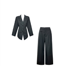 批发开春穿搭2025超火减龄赫本风<b class='q'>职业</b>通勤黑灰色西装裤子两件<b class='q'>套装</b><b class='q'>女装</b>