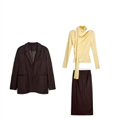 批发春季穿搭一整套时尚气质经典宽松廓形<b class='q'>西装外套</b>打底衫开衩长裙女