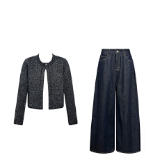 批发D YANGJUN 小香风针织细闪开衫女2024新款秋<b class='q'>冬</b>新款女装长袖外套