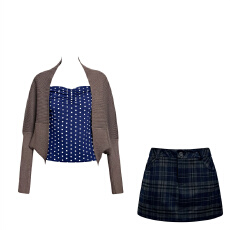 批发韩式搭配一整套<b class='q'>冬</b>装新款时尚圆点抹胸内搭长袖针织开衫短裙套装女