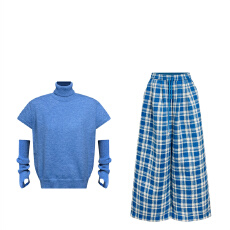 批发蓝色高领无袖毛衣女秋<b class='q'>冬</b>欧货时尚宽松显瘦慵懒风针织马夹内搭上衣