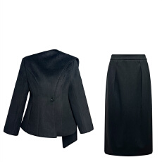 批发复古老钱风气质收腰西装外套女秋<b class='q'>冬</b>新款休闲直筒显瘦半身裙两件套
