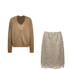 批发复古高级感内搭打底衫时尚开衫上衣女秋<b class='q'>冬</b>季小众百搭半身裙三件套