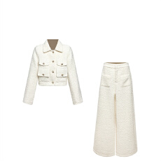 批发富家千金洋气时髦粗花小香风外套秋<b class='q'>冬</b>季休闲气质百搭阔腿裤套装女