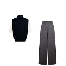 批发巨好看搭配一整套小众内搭打底短袖叠穿针织马甲女秋<b class='q'>冬</b>百搭休闲裤