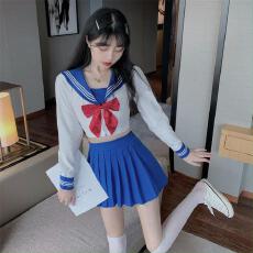 批发2020新款学院风jk<b class='q'>制服</b>套装女减龄衬衫<b class='q'>海军</b>领上衣百褶半身裙两件套